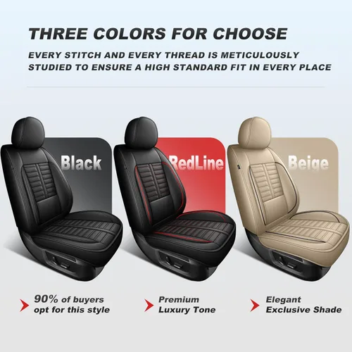 Miniatura 7 de Fit for Dodge Dart Seat Covers 2013-2016: 2 Front Faux Leather Waterproof Car Seat Covers Premium Automotive Cushion Protector with Lumbar Support