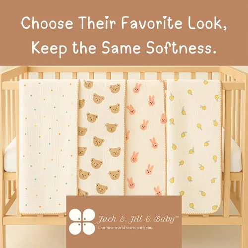 Miniatura 6 de Jack & Jill & Baby Manta de muselina de 4 capas, 100% algodón, suave, transpirable, envoltura de bebé de 43 x 43 pulgadas, ligera, multiuso, ideal
