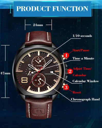 Miniatura 7 de FANMIS Reloj de cuarzo analógico con cronógrafo de acero inoxidable para hombre