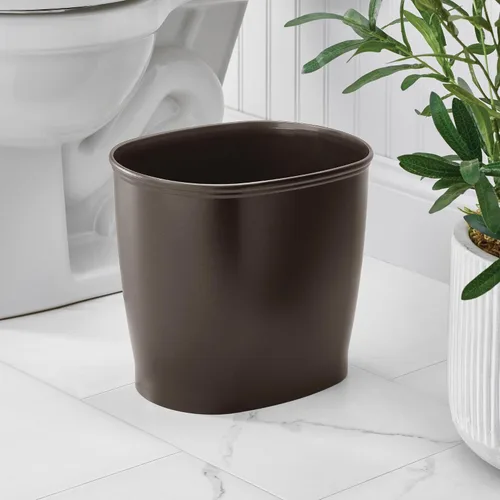 Miniatura 3 de iDesign - Cubo de basura delgado de plástico para baño, pequeño para dormitorio, oficina, escritorio, dormitorio, bronce Cubo de basura pequeño
