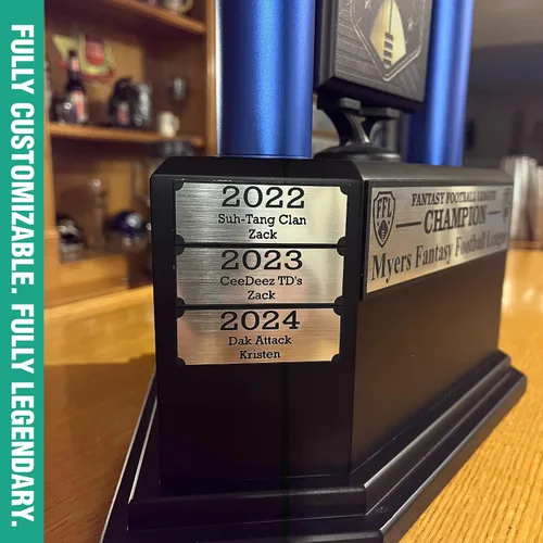Miniatura 4 de TrophySmack Fantasy Football Trophy, 19-Year Perpetual Winner Award – Customizable Championship Award with Plaque and Winner Engravings