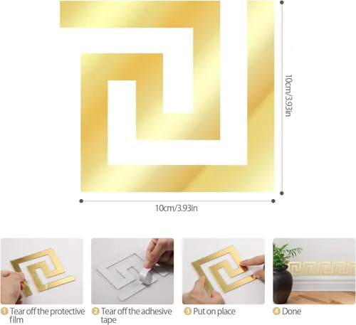 Miniatura 2 de QUIETART 50 calcomanías de espejo dorado para pared, removibles, despegar y pegar, para decoración de cocina, decoración estética de techo