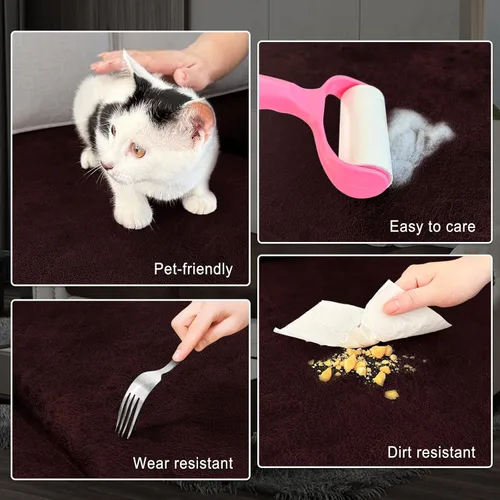 Miniatura 5 de ANARACHON Fundas de cojín de sofá con aspecto de cuero, juego de fundas de asiento de sofá, protector de muebles para sillón seccional, sofá biplaza