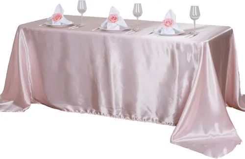 Miniatura 9 de BalsaCircle Mantel rectangular de satén fucsia de 90 x 156 pulgadas, para bodas, recepciones, eventos, cocina, comedor