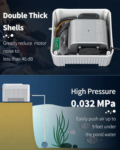 Miniatura 3 de Pawfly Pond Air Pump Outdoor Oxygen Pump for Fish Koi Ponds 3000 to 10000 Gallons Adjustable Pond Garden Aerator Pump Kit with Airline Tubing