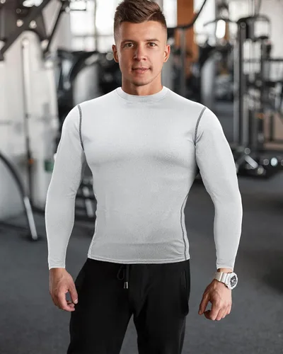 Miniatura 3 de Hicarer Paquete de 6 camisas de compresión atlética para hombre, camisetas de manga larga para entrenamiento, correr, camisetas deportivas