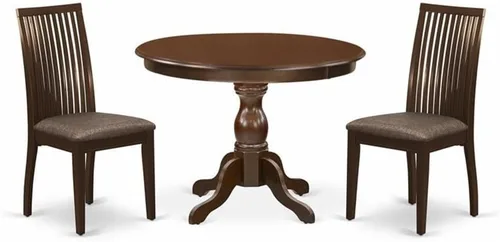 Miniatura 9 de East West Furniture HBIP3-LWH-C Hartland - Juego de comedor de 3 piezas para espacios pequeños, contiene una mesa redonda con pedestal y 2 sillas