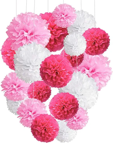 Miniatura 12 de Capesaro Pompones de Papel Dorado y Negro - 10", 12" Decoraciones de Papel Tisú para Decoración Colgante de Fiestas - Juego de 12 Piezas