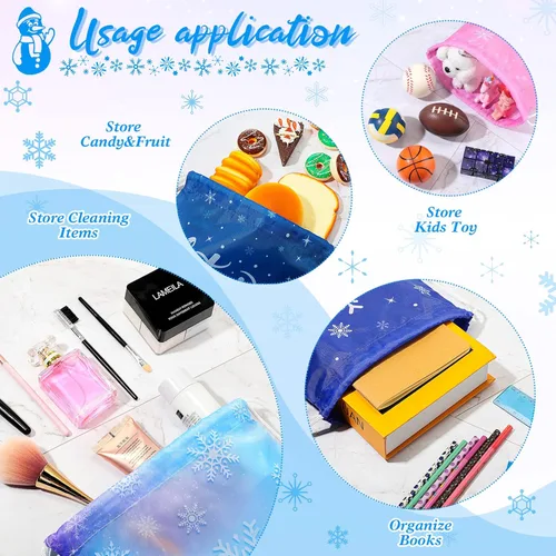 Miniatura 5 de CHENGU Bolsas de regalo de fiesta de copo de nieve de invierno a granel, bolsas de regalo de fiesta de congelados para invierno para niños, regalo