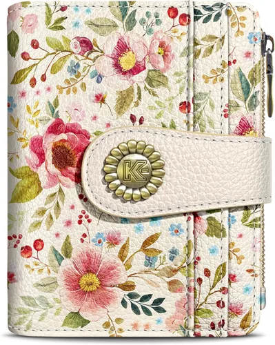 Miniatura 18 de Kelvoris Cartera pequeña Rfid para mujer, plegable, con cremallera, bolsillo para monedas, piel sintética, compacto, para tarjetas de crédito