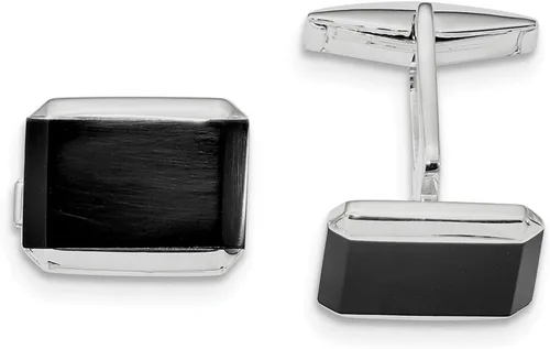 Miniatura 6 de Gemelos rectangulares de plata de ley 925 para hombre, gemelos de ónix negro, collar de eslabones para hombre, joyería fina para papá, regalos