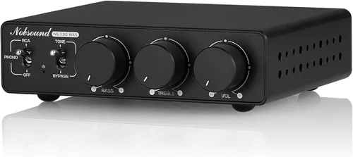 Nobsound 300Wx2 Amplificador estéreo con entrada de fono - Mini amplificador de potencia HiFi Clase D para teatro en casa, tocadiscos, monitor de