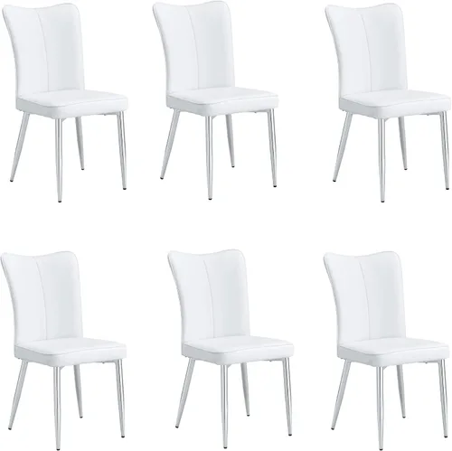 Miniatura 11 de Juego de 4 sillas de comedor modernas, juego de sillas de cocina de piel sintética, asiento tapizado acolchado grueso, sillas laterales negras sin