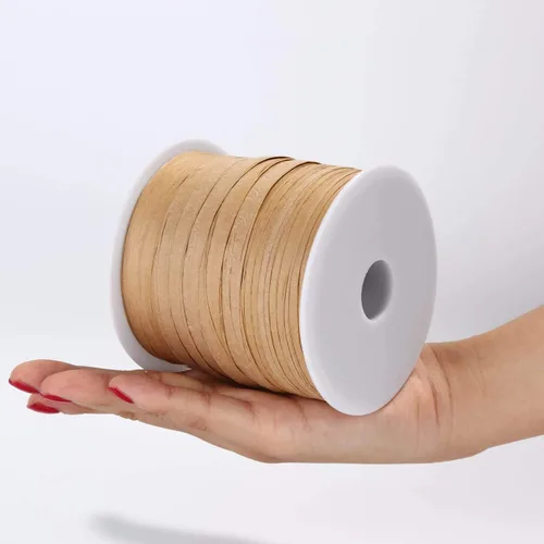 Miniatura 3 de Whaline Cinta de papel de rafia de 229 yardas, papel de embalaje de papel kraft de Navidad, cordel, festival, envoltura de regalos, cinta