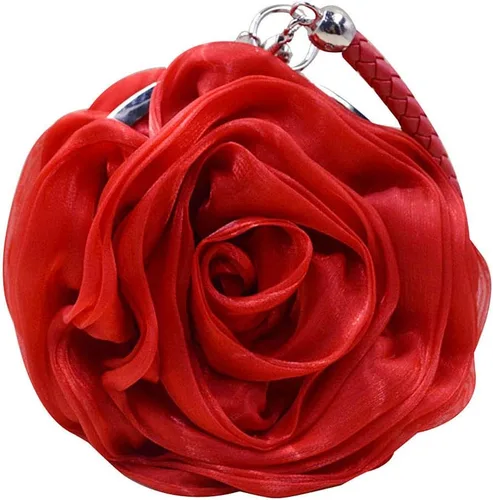 Miniatura 4 de Buddy - Bolso de mano de satén suave para mujer, con forma de rosa, para boda, fiesta
