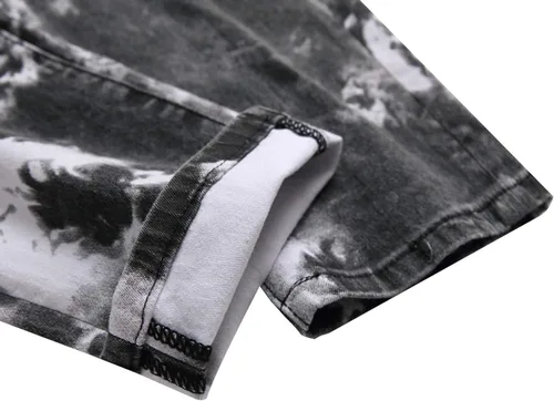 Miniatura 28 de Baylvn - Pantalones de mezclilla entallados y estampados para hombre con corte recto