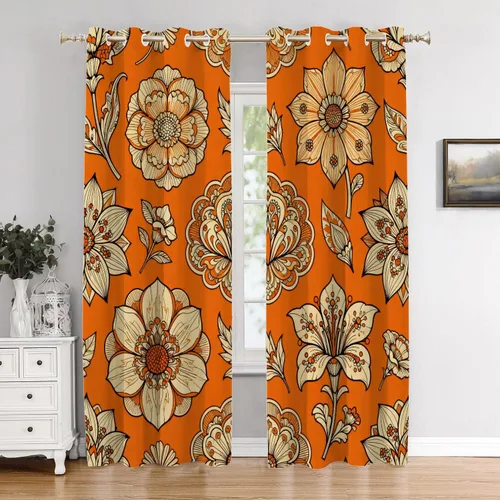 Miniatura 48 de Cortinas de cocina de hojas de arce otoñales para ventanas, hojas verdes y rojas sobre cenefas opacas negras, tratamientos de ventana de poliéster