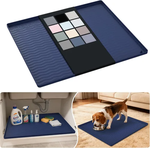 Miniatura 54 de URMONA Tapete de silicona impermeable para debajo del fregadero, 34 x 22 pulgadas, forro para estante de cocina y baño, protector de gabinetes