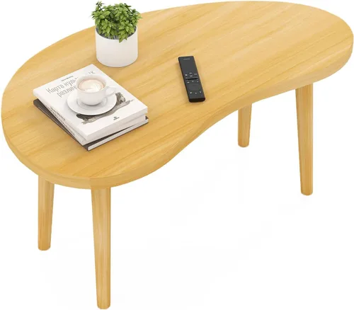 Miniatura 14 de Mesa de café Funecy Mesa baja con patas robustas de madera maciza, mesa de piso para sentarse en el suelo, almacenamiento y muebles para sala