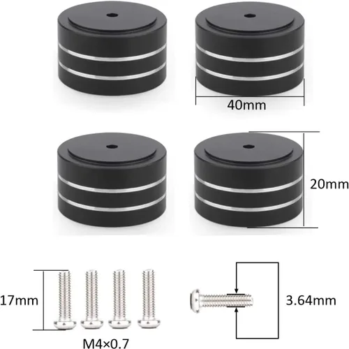 Miniatura 2 de Tertullus 4 pies de aislamiento de altavoz de alta fidelidad de 1.575 x 0.787 in de aluminio para tocadiscos, subwoofers, amplificador, dispositivos