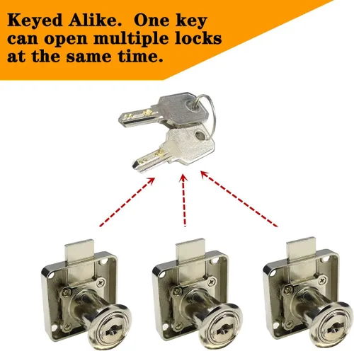 Miniatura 3 de Cerradura de seguridad pesada para armario con llaves (con llave similar), puerta doble individual, uso general, se adapta a paneles de madera