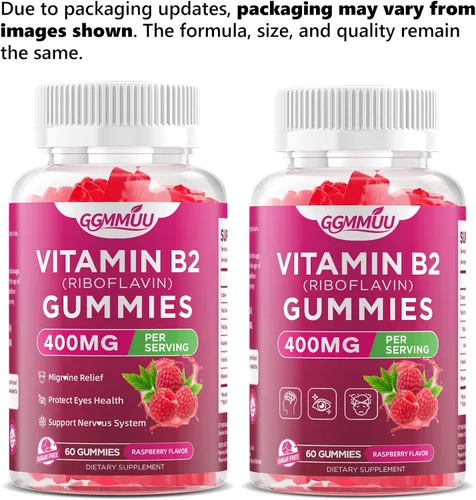 Miniatura 9 de Gomitas de vitamina B2 con riboflavina de 400 mg con magnesio para niños y adultos, gomitas B2 para apoyo del sistema nervioso y salud de la piel