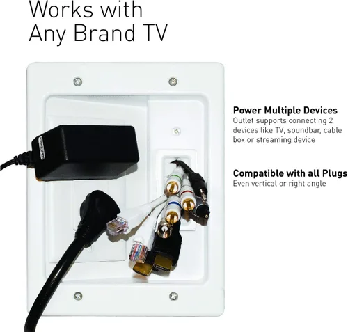 Miniatura 5 de Legrand, HT22U2WHR6 - Kit de alimentación para TV en casa, blanco, 6 pies de longitud, para oficina en casa y teatro