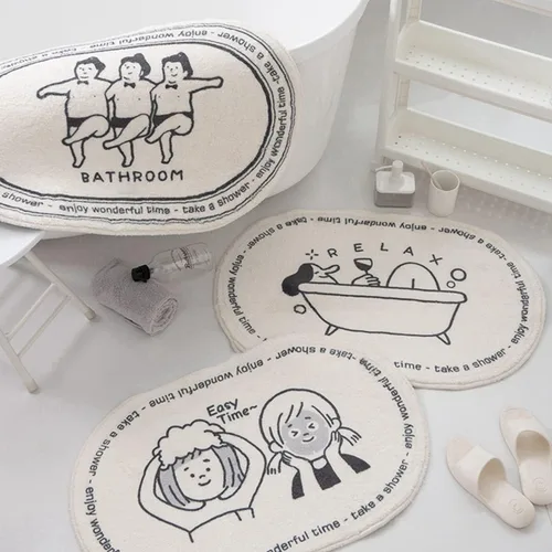 Miniatura 4 de Tapetes de baño ultra suaves y acogedores de dibujos animados, tapete de baño para sala de estar, tapete de baño antideslizante para puerta