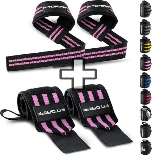 Miniatura 13 de Fitgriff® Lifting Straps & Wrist Wraps (Bundle) Superior Support for Weightlifting & Gym Workouts - for Men and Women Negro completo