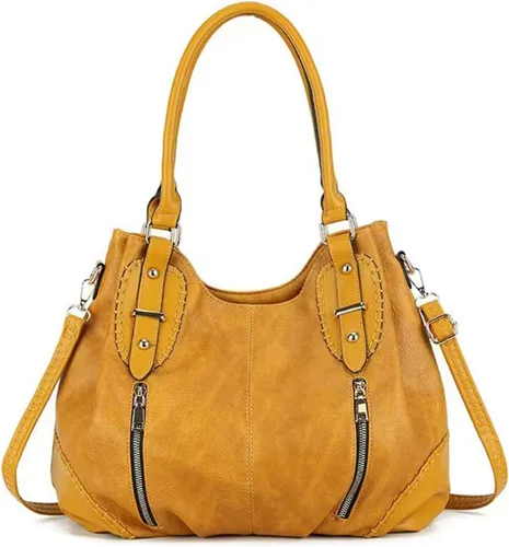 myfriday Bolsos de mano tote de cuero grandes vintage para mujer, bolso de hombro tipo hobo suave satchel con correa ajustable