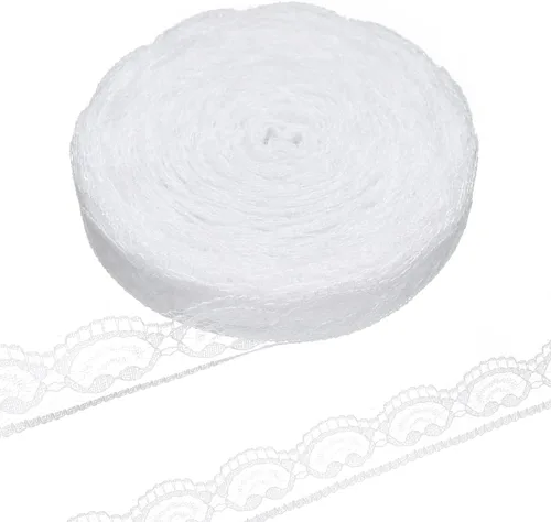 30 yardas de cinta de encaje blanca, para envolver regalos, decoración de vestidos, decoración de bodas, manualidades de costura (Estilo2)