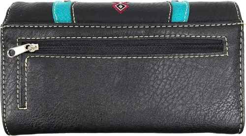 Miniatura 4 de Zelris Turquesa Concho Peacock Feather Mujeres Crossbody Muñeca Trifold Wallet