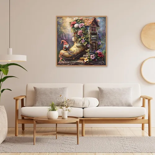 Miniatura 6 de Rompecabezas mágicos de gnomo de casa de flores para adultos, 1000 piezas, divertidos rompecabezas de elfo para adultos, rompecabezas de naturaleza