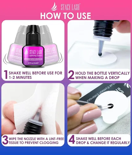 Miniatura 8 de Pegamento para extensiones de pestañas Stacy Lash velocidad relámpago 5ml / 0.17 fl.oz / tiempo de secado de 0.3 segundos / retención de 6-8 semanas