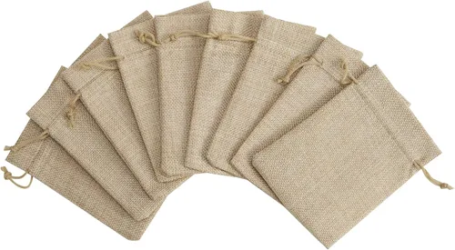 Miniatura 4 de Tendwarm 20 bolsas de regalo de arpillera de 7.8 x 11.8 pulgadas con cordón, bolsa de joyería de lino para recuerdos de fiesta de boda