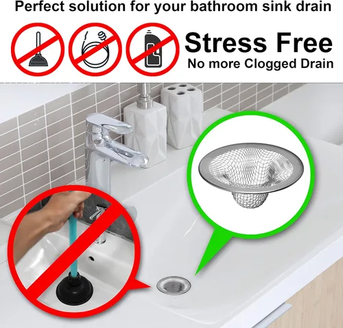 Miniatura 3 de Paquete de 12 – Cesta superior de 2.125 pulgadas / 1 pulgada – Colador de drenaje de malla para fregadero de baño, utilidad, pendiente, lavandería