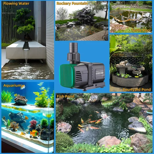 Miniatura 9 de Luckerain Bomba de acuario de 45 W 1600 GPH súper silenciosa, anfibia, circulación de agua sumergible externa, velocidad variable (12 velocidades)