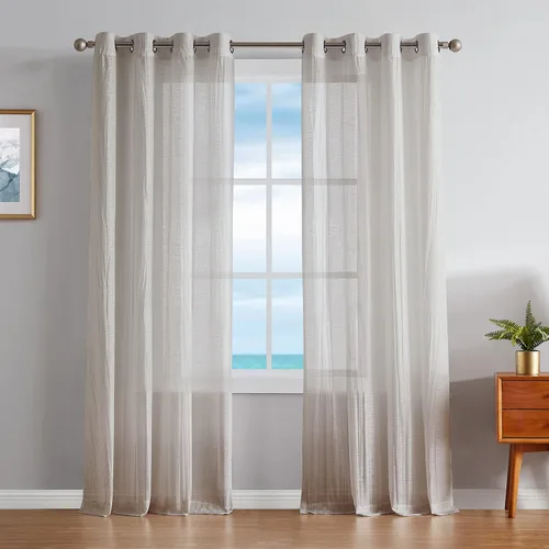 Miniatura 18 de Nautica - Cordelia - Cortina transparente aplastada Cortinas para ventana Cortinas ligeras Juego de 2 paneles Transparente Cabecera