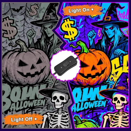 Miniatura 4 de Barras de luz LED negras de 45 W IP65 con interruptor de encendido y apagado de 59 pulgadas para póster, cumpleaños, escenario, Halloween, Navidad