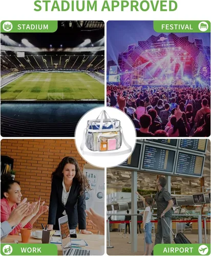 Miniatura 93 de MAY TREE Bolsa transparente para eventos en estadios de 12 x 6 x 12 pulgadas, bolsa de almuerzo transparente con correas reforzadas para trabajo