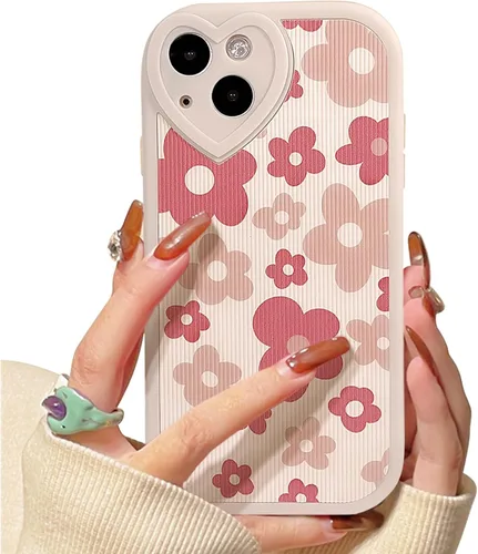 Miniatura 13 de Lovmooful Funda compatible con iPhone 13, diseño floral con lente de amor, protector de parachoques para niñas y mujeres, TPU suave a prueba