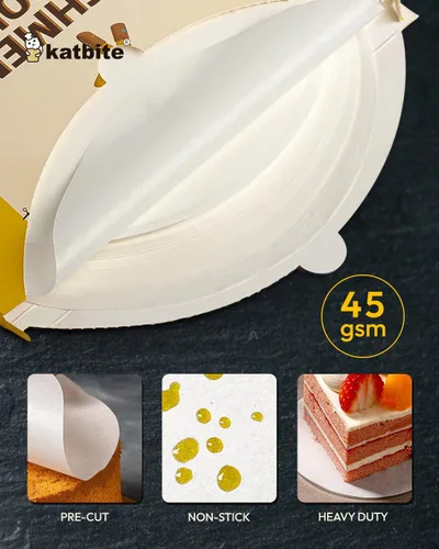 Miniatura 2 de Katbite - Rondas de papel pergamino de servicio pesado de 4 pulgadas, 200 piezas de rondas de papel pergamino para masas, uso para hornear pequeños