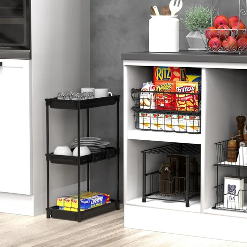 Miniatura 9 de SimpleHouseware Carrito de almacenamiento delgado de 3 niveles, negro