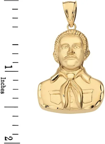 Miniatura 3 de Colgante de oro amarillo macizo de 10k Jesús Malverde Sinaloa Narco Saint, Oro amarillo