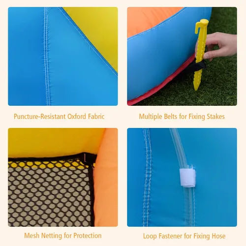 Miniatura 4 de KOTEK Tobogán acuático inflable, tobogán acuático gigante con tobogán largo, pared de escalada y piscina grande de salpicaduras, toboganes acuáticos