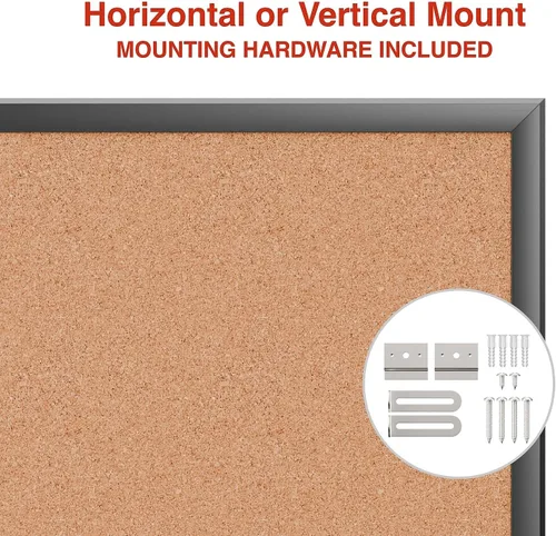 Miniatura 3 de Staples Tablón de anuncios de corcho con marco negro, 2 x 1.5 pies, compacto montado en la pared, tablón de anuncios para oficina en casa y aula