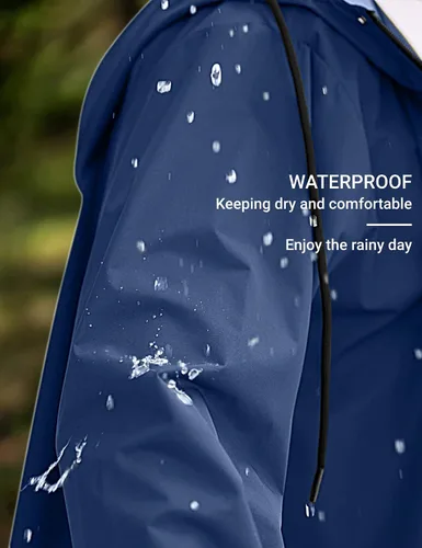 Miniatura 4 de COOFANDY Chaqueta impermeable para hombre con capucha, impermeable, ligera, activa, larga