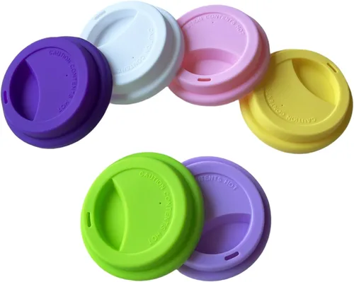 Miniatura 16 de Fundas de silicona para tazas, tapas de silicona reutilizables para tazas, tazas y tazas flexibles, tapas de tazas calientes para café, color negro