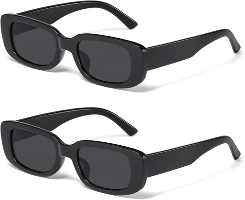 JASPIN Lentes de sol rectangulares para mujeres y hombres, modernos Y2K retro de los años 90, protección UV400, marco cuadrado fresco