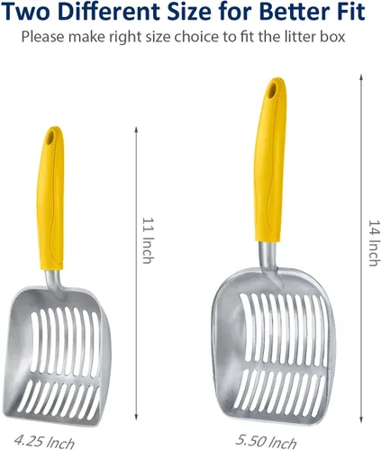 Miniatura 3 de WePet Cuchara de arena para gatos, tamiz de aleación de aluminio, pala de metal profunda, mango largo, tamizado de excrementos, levantador de heces